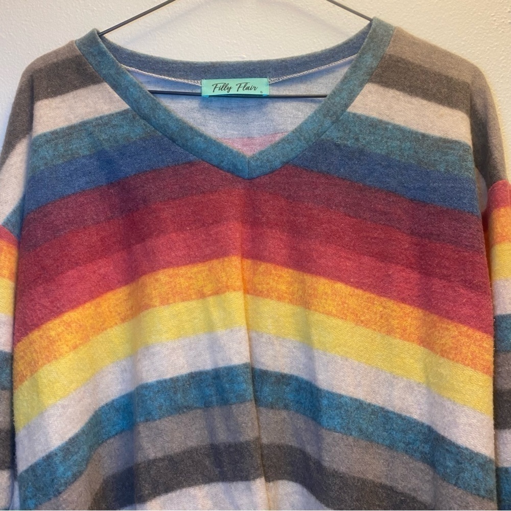 Filly Flair Women’s Multicolored Striped Blouse Size Small - Picture 3 of 8